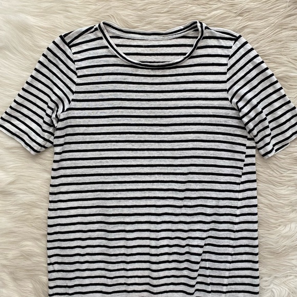 Eileen Fisher White Black Striped Organic Linen Dress - Picture 3 of 10